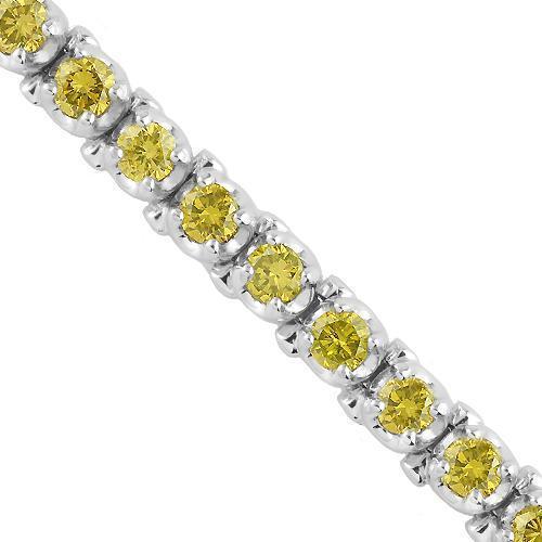 14K White Solid Gold Womens Bracelet With Yellow Diamonds 4.50 Ctw