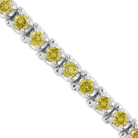 Thumbnail for 14K White Solid Gold Womens Bracelet With Yellow Diamonds 4.50 Ctw