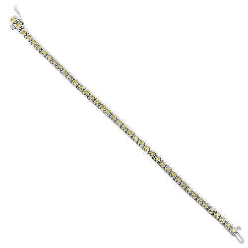14K White Solid Gold Womens Bracelet With Yellow Diamonds 4.50 Ctw