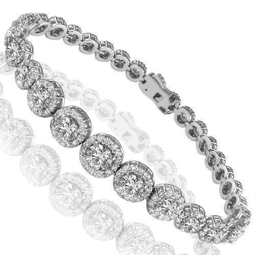 14K White Solid Gold Womens Diamond Bracelet 8.59 Ctw