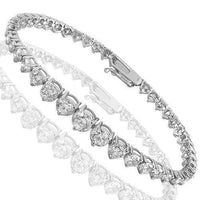 Thumbnail for 14K White Solid Gold Womens Diamond Bracelet 9.00 Ctw