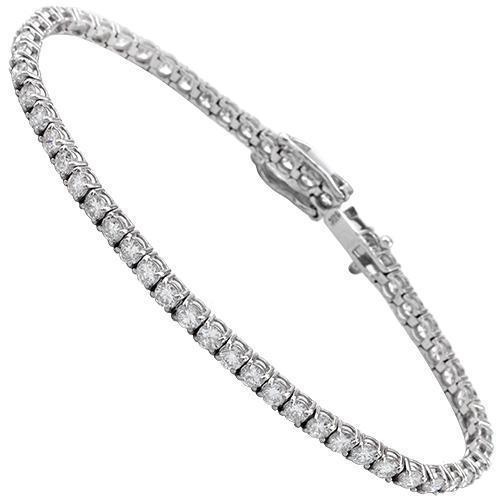 14K White Solid Gold Womens Diamond Tennis Bracelet 4.67 Ctw