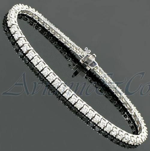 14K White Solid Gold Womens Diamond Tennis Bracelet 4.85 Ctw