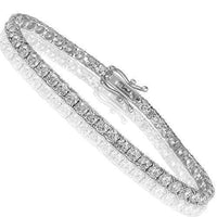 Thumbnail for 14K White Solid Gold Womens Diamond Tennis Bracelet 8.03Ctw