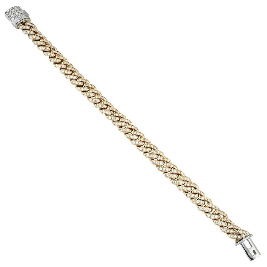 14k Yellow Gold Diamond Cuban Link Bracelet 9 mm 5.37 Ctw