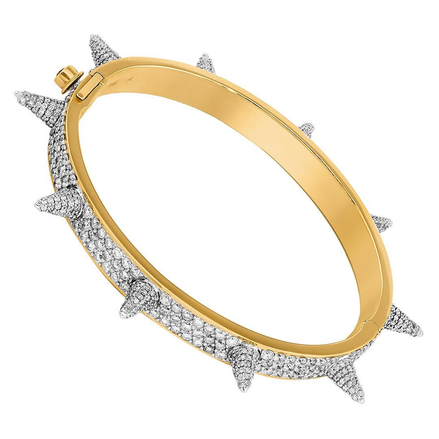 14K Yellow Gold Iced Out Spike Bracelet 8.77 Ctw