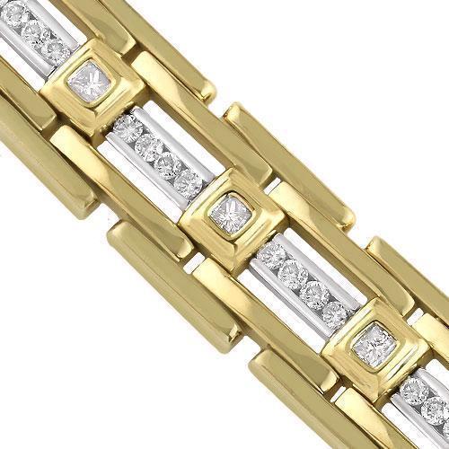 Mens diamond bracelet yellow gold Outlet
