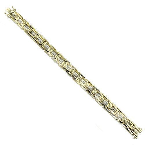 14K Yellow Solid Gold Mens Diamond Bracelet 2.50  Ctw