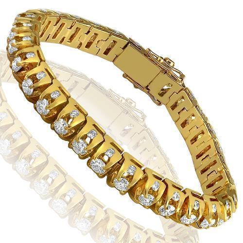 14K Yellow Solid Gold Mens Diamond Customized Tennis Bracelet With Side Stones 15.00 Ctw