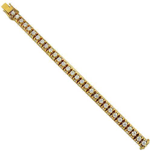 14K Yellow Solid Gold Mens Diamond Customized Tennis Bracelet With Side Stones 15.00 Ctw