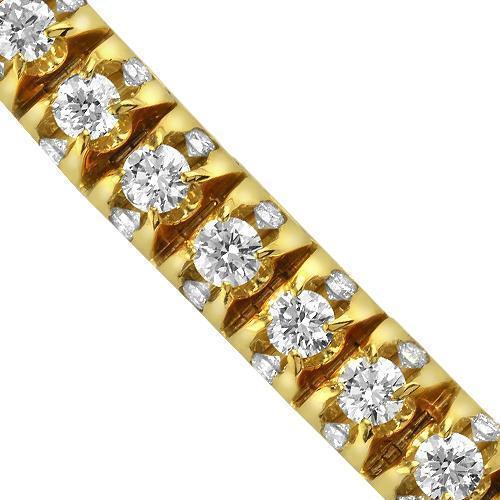 14K Yellow Solid Gold Mens Diamond Customized Tennis Bracelet With Side Stones 15.00 Ctw