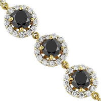 Thumbnail for 14K Yellow Solid Gold Unisex Diamond Fancy Bracelet With Black Diamonds 4.29 Ctw