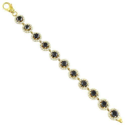 14K Yellow Solid Gold Unisex Diamond Fancy Bracelet With Black Diamonds 4.29 Ctw