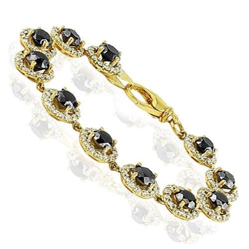 14K Yellow Solid Gold Unisex Diamond Fancy Bracelet With Black Diamonds 4.29 Ctw