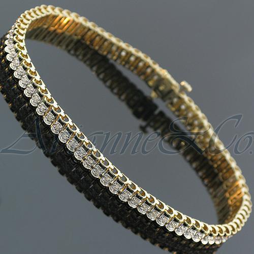 14K Yellow Solid Gold Womens Diamond Bracelet 1.65 Ctw