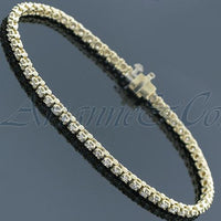 Thumbnail for 14K Yellow Solid Gold Womens Diamond Tennis Bracelet 3.00 Ctw