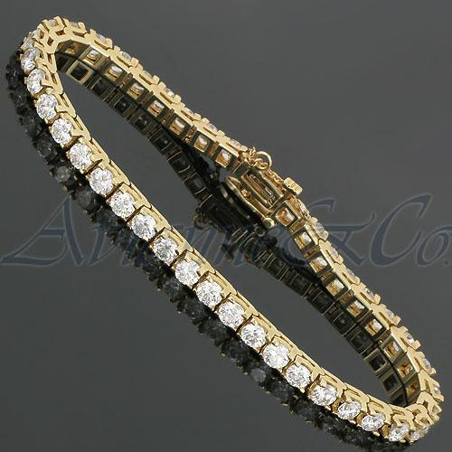 14K Yellow Solid Gold Womens Diamond Tennis Bracelet 8.35 Ctw