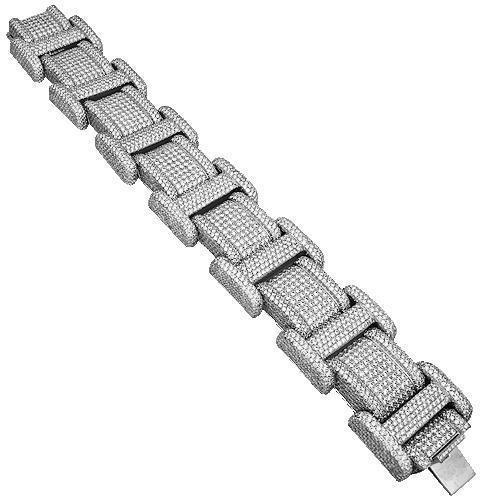 18K Solid White Gold Mens Custom Diamond Bracelet 160 Ctw