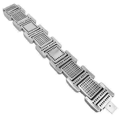 18K Solid White Gold Mens Custom Diamond Bracelet 160 Ctw