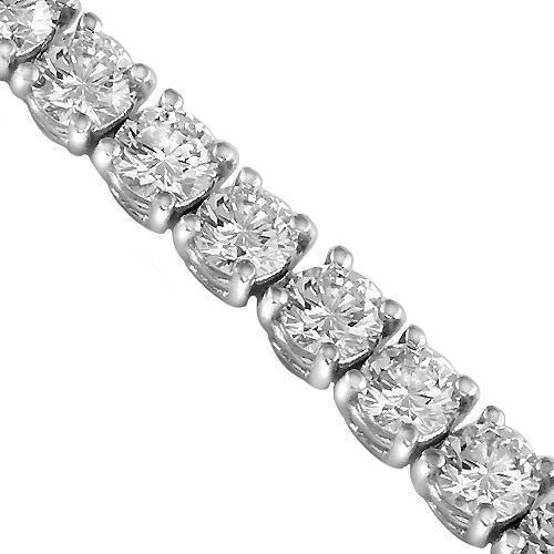 18K White Solid Gold Diamond Tennis Bracelet 9.75 Ctw