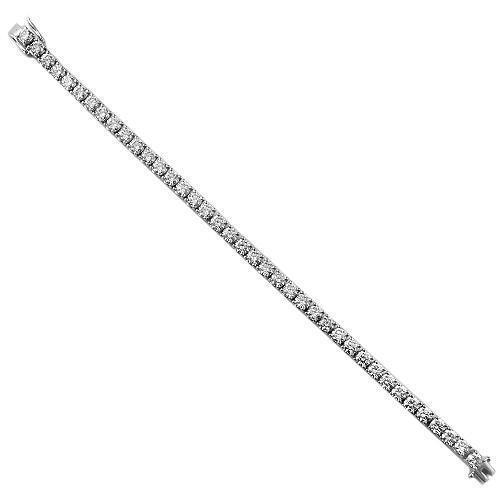 18K White Solid Gold Diamond Tennis Bracelet 9.75 Ctw