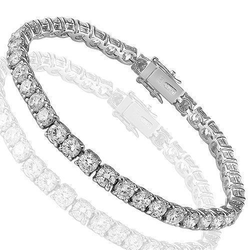 18K White Solid Gold Diamond Tennis Bracelet 9.75 Ctw