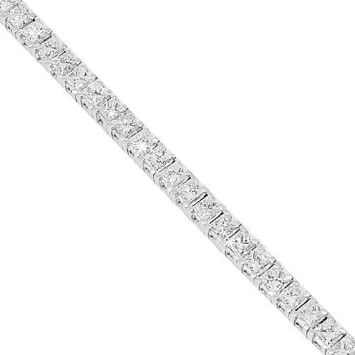 18K White Solid Gold Womens Diamond Tennis Bracelet 6.78 Ctw
