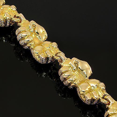 18K Yellow Solid Gold Mens Custom Boxing Glove Bracelet 17.50 Ctw