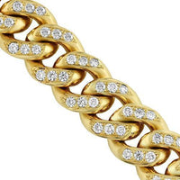 Thumbnail for 18K Yellow Solid Gold Mens Diamond Pave Set Cuban Bracelet 8.00 Ctw