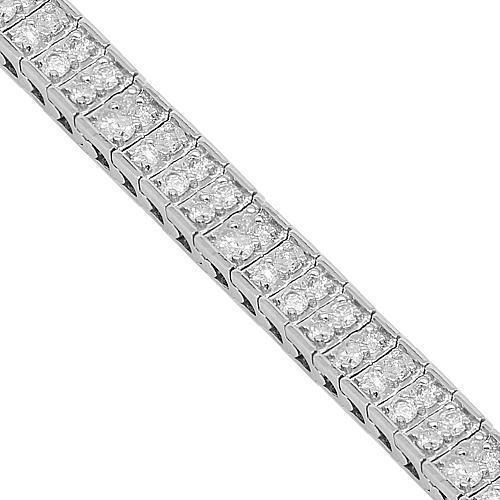 Carat Two Row Womens Diamond Tennis Bracelet 14K White Gold