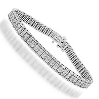 Thumbnail for 4 Carat Two Row Womens Diamond Tennis Bracelet 14K White Gold