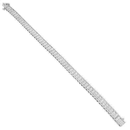 4 Carat Two Row Womens Diamond Tennis Bracelet 14K White Gold