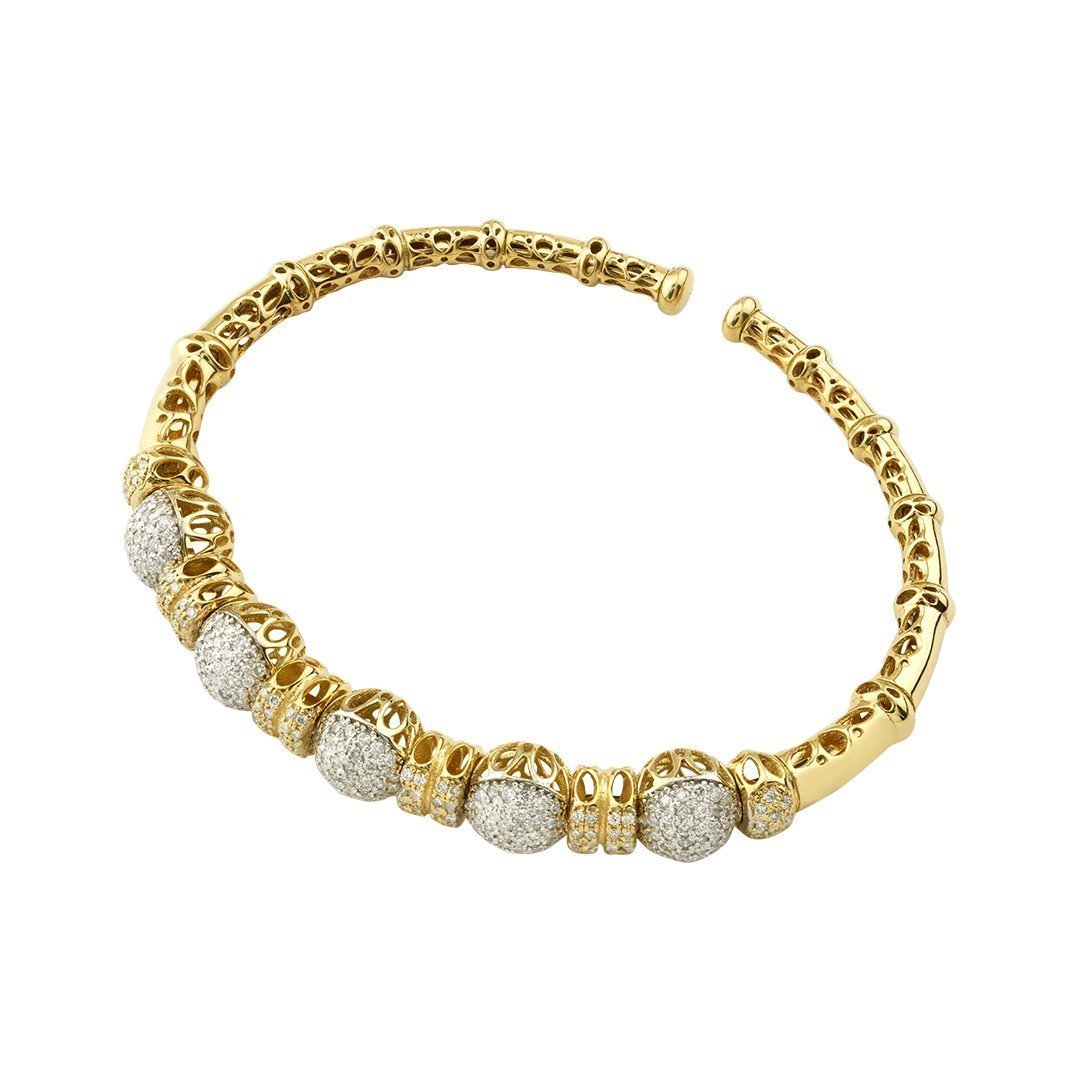 Diamond Bangle Bracelet in 14k Yellow Gold 2.55 Ctw