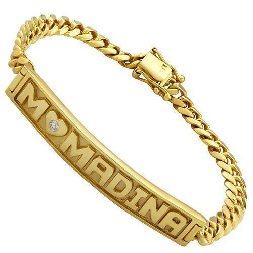 Diamond Cuban Custom ID Bracelet in 14k Yellow Gold 0.25 Ctw
