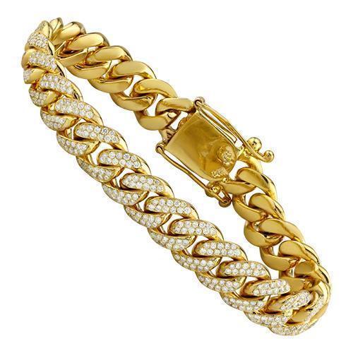 Mens cuban link diamond bracelet Clearance