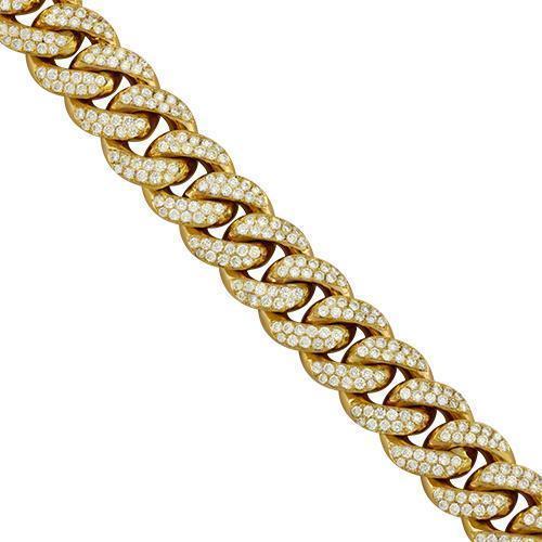 14K White Gold Diamond Cuban Link Bracelets 9 mm 5.37 ctw