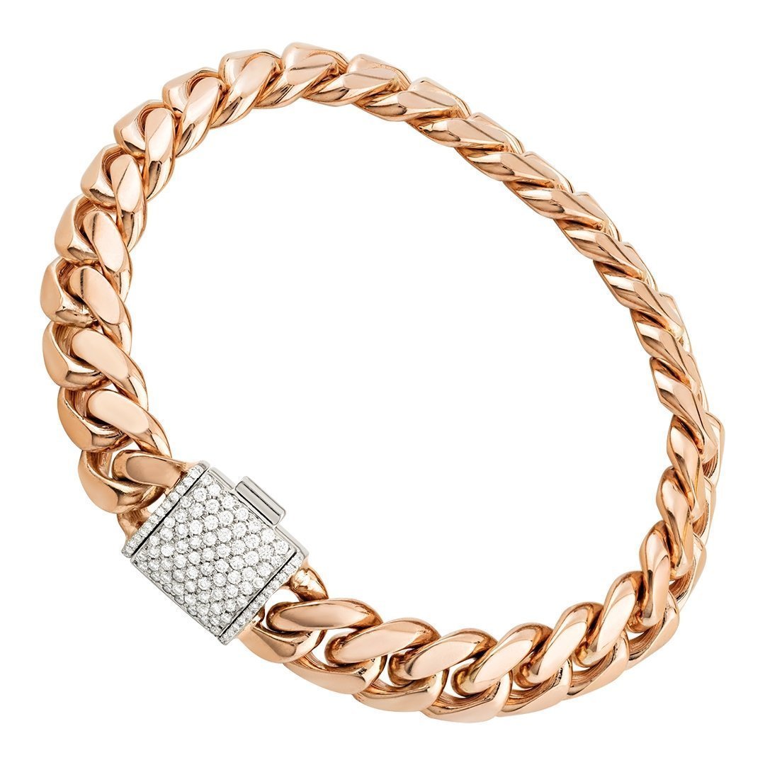 Diamond Cuban Link Bracelet Two Tone Gold 1 Ctw