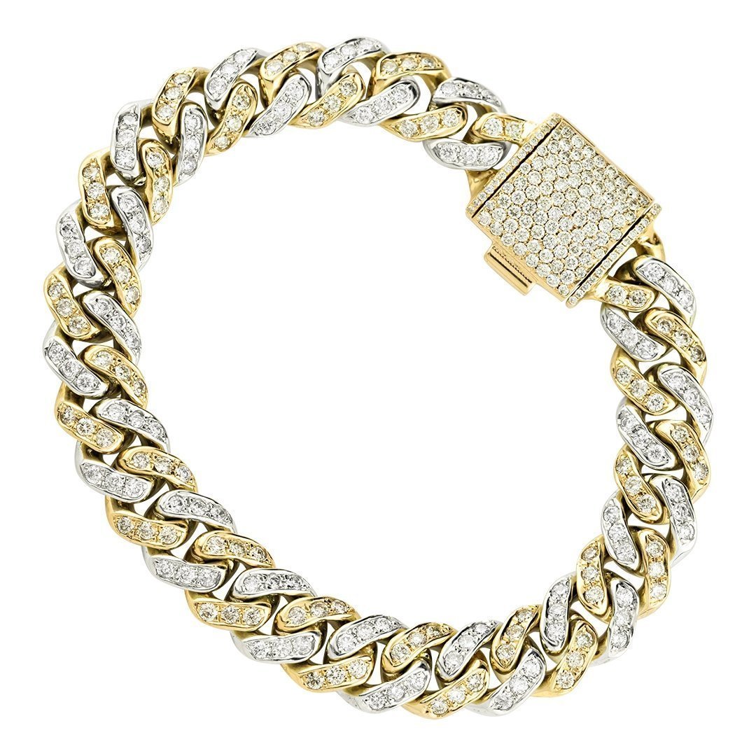 Diamond Cuban Link Bracelet Two Tone Gold 5.50 Ctw