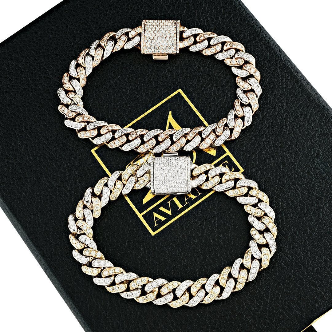 Diamond Cuban Link Bracelet Two Tone Gold 5.50 Ctw