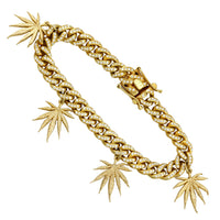 Thumbnail for Diamond Cuban Link Weed Marijuana Bracelet in 14k Yellow Gold 4.50 Ctw