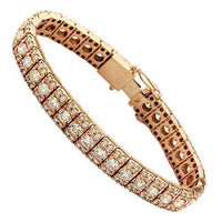 Thumbnail for Diamond Three Row Tennis Bracelet in 14k Rose Gold 14.85 Ctw