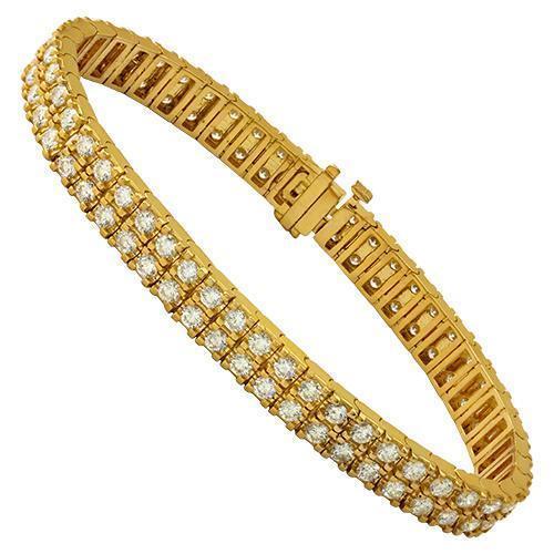 Diamond Two Row Tennis Bracelet in 14k Rose Gold 8 Inches