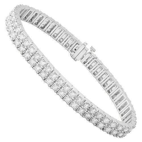 Diamond Two Row Tennis Bracelet in 14k Rose Gold 8 Inches