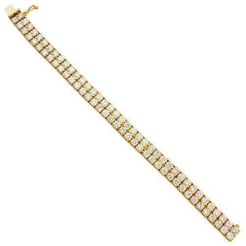 Diamond Two Row Tennis Bracelet in 14k Yellow Gold 25.5 Ctw