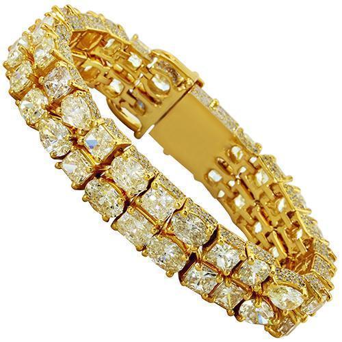 Diamond Two Row Tennis Bracelet in 14k Yellow Gold 95 Ctw