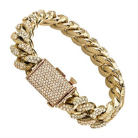 Thumbnail for Diamond Two Tone 14k Gold Miami Cuban Bracelet 11 Carat