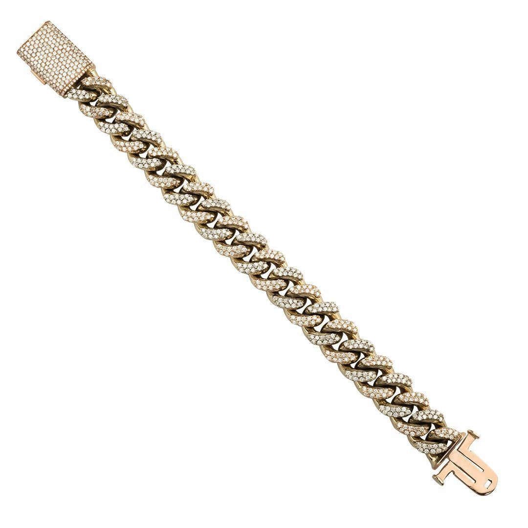 Diamond Two Tone 14k Gold Miami Cuban Bracelet 11 Carat