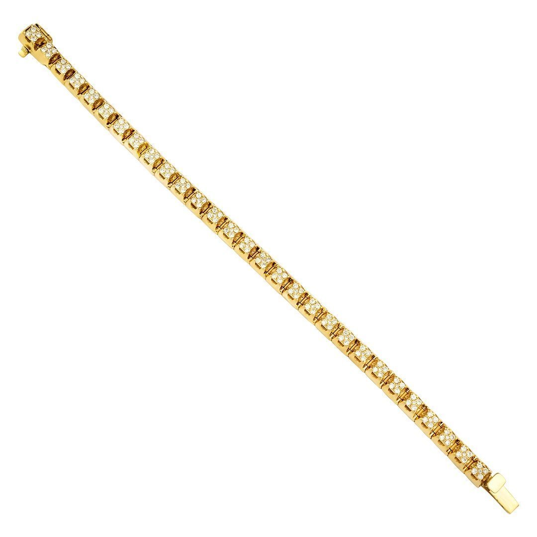 Five Diamond Each Link Tennis Bracelet in 14k Yellow Gold 7 mm 3.50 Ctw