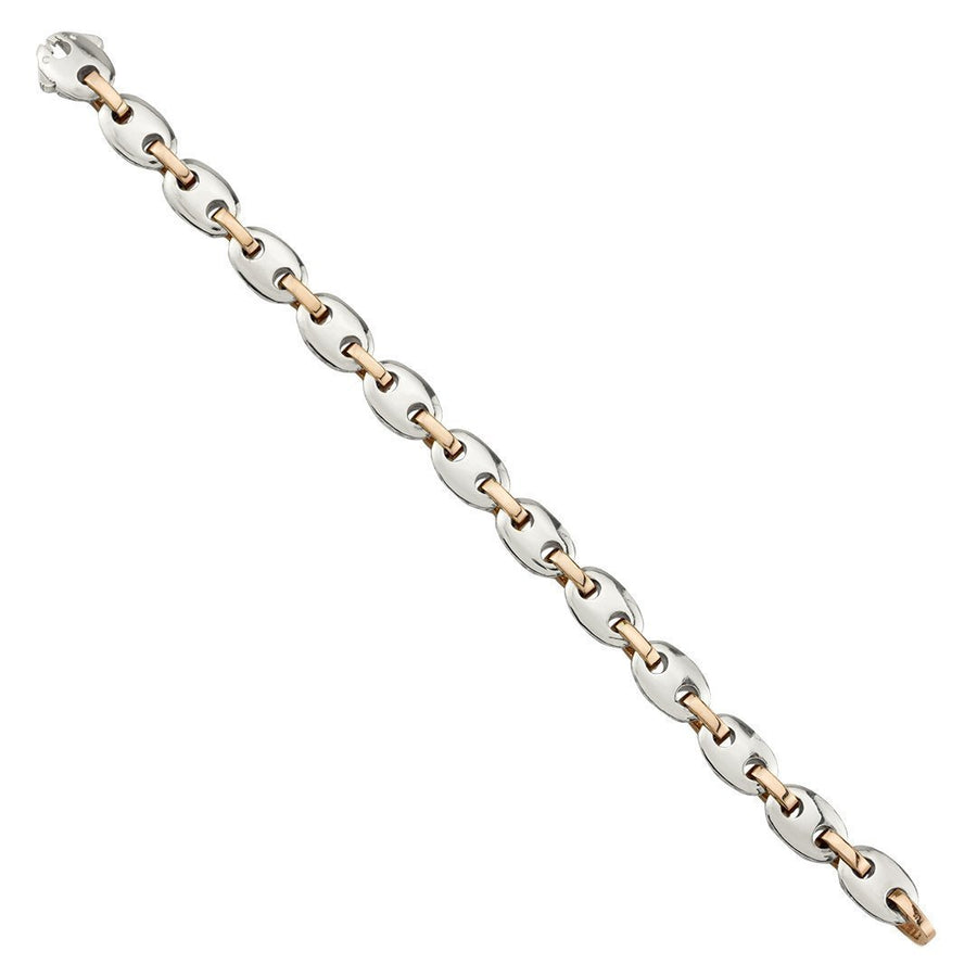Puff Link Diamond Bracelet in Two Tone 14k Gold 9.5mm 10 Ctw