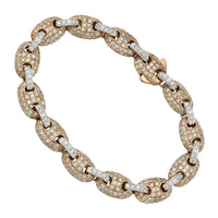 Thumbnail for Puff Link Diamond Bracelet in Two Tone 14k Gold 9.5mm 10 Ctw